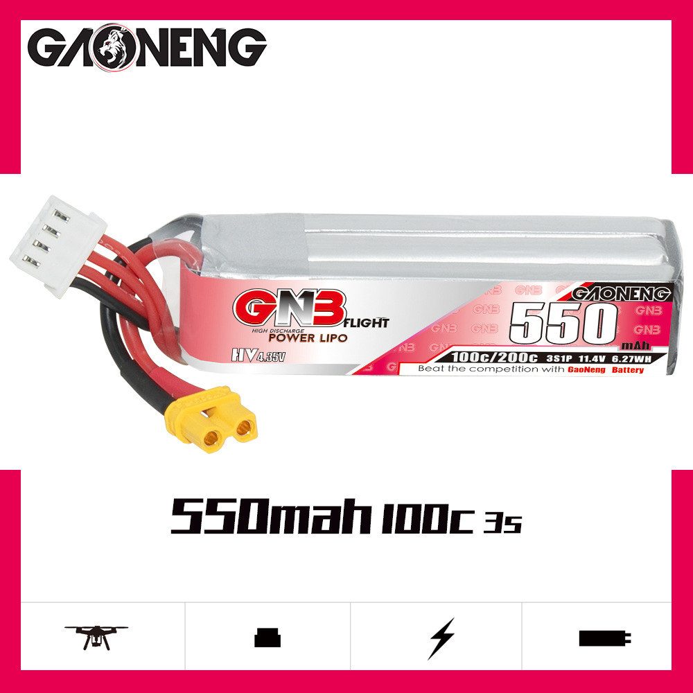 GNB HV 11.4V 550mAh 100C/200C  - Rc Helicopter Battery recension och pris