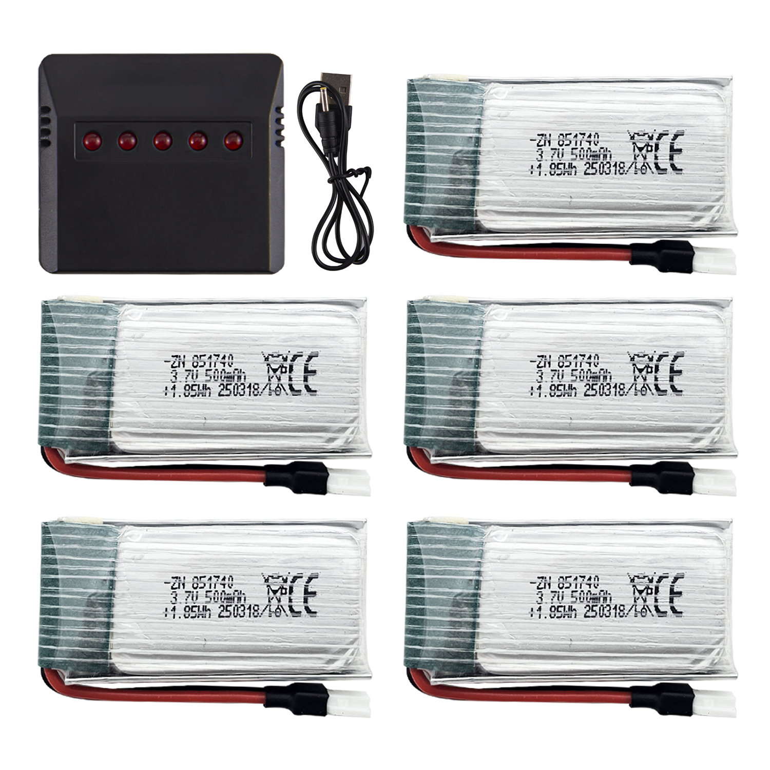 5Pcs 3.7V 500mAh LiPo Batterie - Rc Helicopter Charger recension och pris