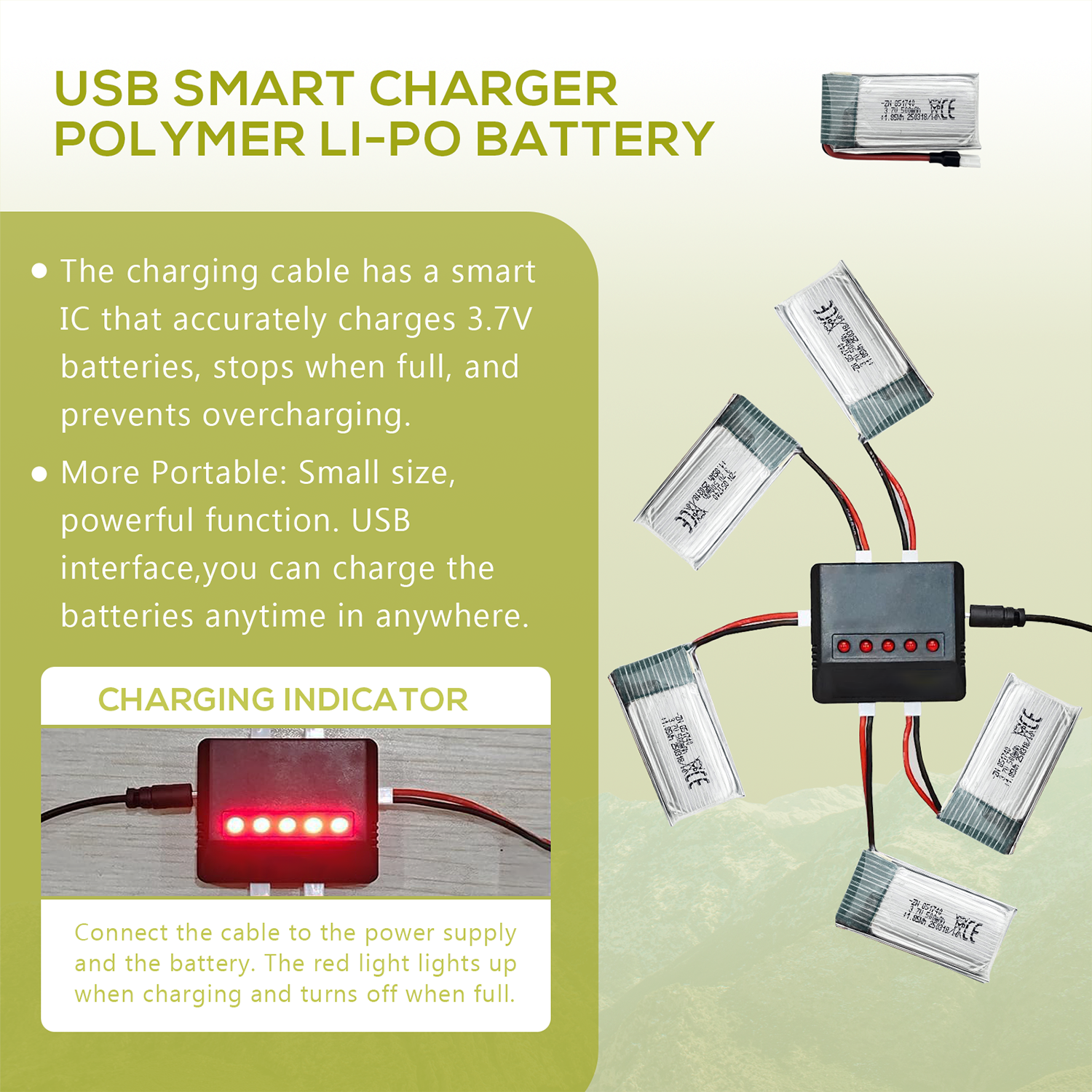5Pcs 3.7V 500mAh LiPo Batterie - Rc Helicopter Charger recension och pris